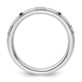 14k White Gold Stackable Expressions Amethyst and Diamond Ring